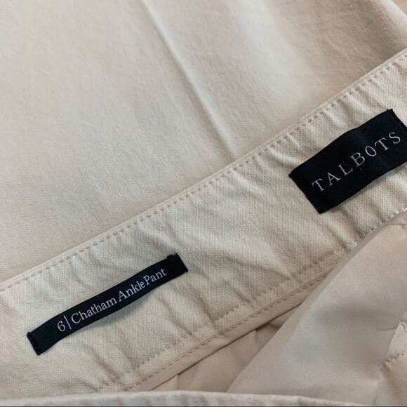 TALBOTS CHATHAM ANKLE PANTS Beige Cream Sz 6 - Picture 4 of 10